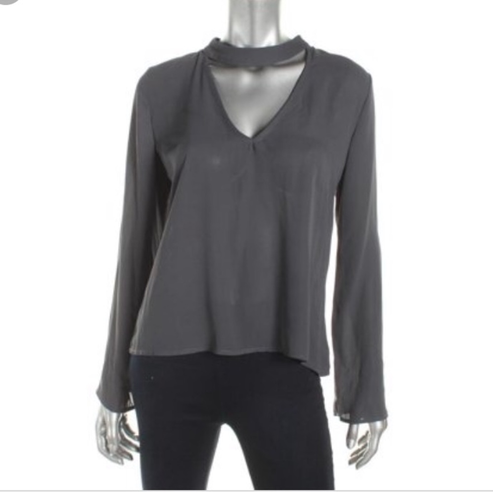 Grey Long Sleeve Choker Top
